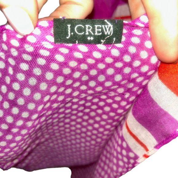 J. Crew Transitional ORANGE purple beach ball stripe polka dot scarf - Picture 3 of 4
